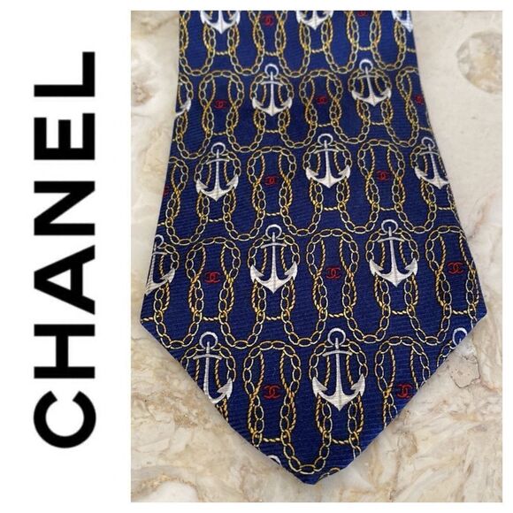 Chanel Chain & Anchors CC Monogram 100% Silk Tie - Picture 1 of 12